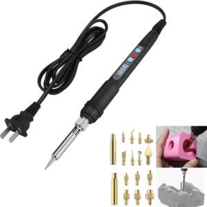 3D Printer Smoothing Tool Kit,3D Printing Modify Finishing Smoothing Solding Welding Iron Tool Cleaning Needle Soldering Iron with 8Pcs Brass Trimming