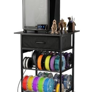 3D Printer Table with Filament Storage - 3D Printer Stand Shelf Filament Storage Rack with Wheels Heavy Duty 3D Printer Cart Desk with Drawer for Workshop Studio Office