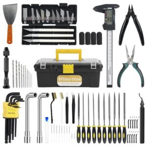 3D Printer Tool Kit with Storage Box, Basic 3D Printer Accessories Including Deburring Tool, Nozzle Cleaning Kit, Carving Tools & Drill Bits for Remove/Trim and Finish 3D Prints