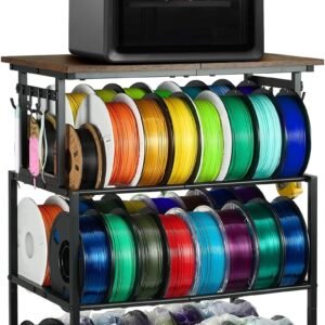 4-Tier 3D Printer Table with Filament Storage, Heavy-Duty Steel Frame and Wood Top, Adjustable Feet for Stability, Perfect Printer Desk & 3D Printing Accessories for Workshop Studio Office