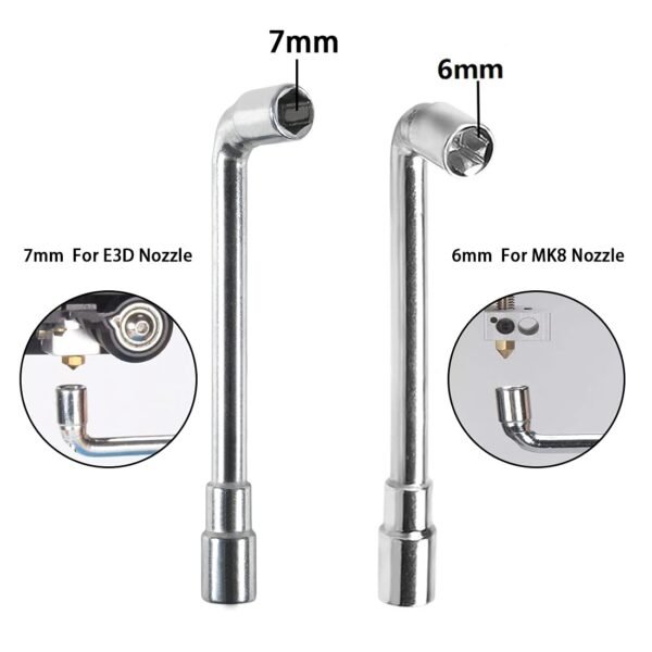 6mm 7mm L-Shaped Hexagonal Wrench Tool & 5 in 1 Multi-Function Wrench for Fixed Mk8 Ender 3 Brass Nozzle Included Copper Wire Toothbrush 3D Printer Accessories (5 Tools) - Image 2