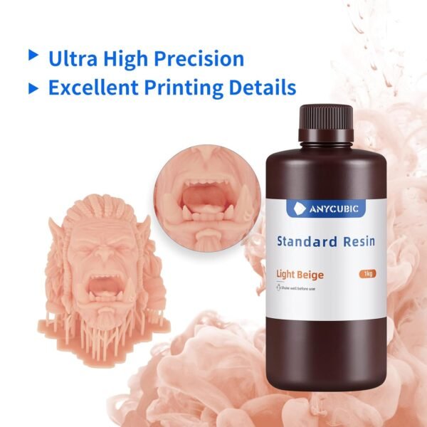 ANYCUBIC 3D Printer Resin, 405nm LCD UV-Curing 3D Resin, High Precision & Rapid Photopolymer Resin for LCD/DLP/SLA Resin 3D Printer (Light Beige, 1kg) - Image 2