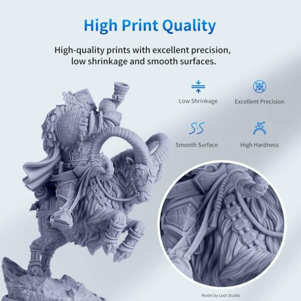 ANYCUBIC 3D Printer Resin Bundle, 405nm SLA UV-Curing Resin with High Precision and Quick Curing & Excellent Fluidity for LCD 3D Printing (4Packs*1kg Grey, 4kg in Total) - Image 2