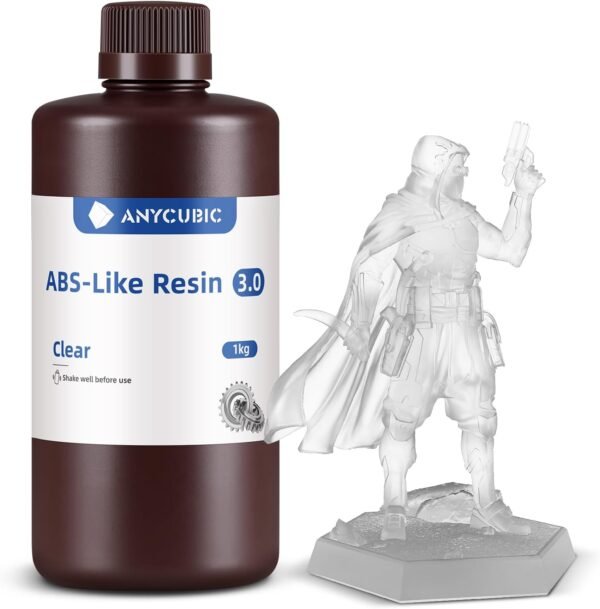 ANYCUBIC ABS-Like Resin 3.0, Upgraded 14K 3D Printer Resin with Enhanced Strength and Toughness, High Precision, Low Odor, Wide Compatibility for All LCD Resin 3D Printers (Clear, 1kg)