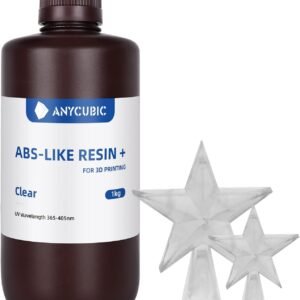 Anycubic ABS-Like + 3D Printer Resin, Toughness and Non-Brittle 405nm UV-Curing Resin, High Precision Standard Photopolymer Resin for 8K Capable LCD DLP 3D Printing (Transparent, 1kg)