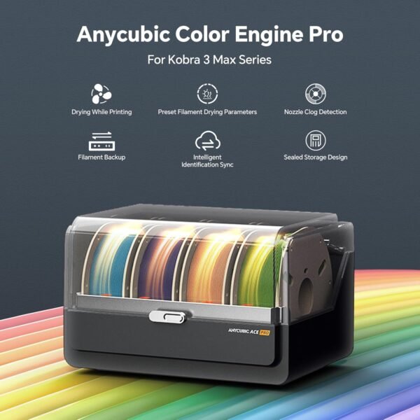 Anycubic ACE Pro Multi Color 3D Printer Filament Dryer Box, Not for Anycubic Kobra S1, Only Compatible with Kobra 3 Max, Filament Auto Backup and Intelligent Identification - Image 2