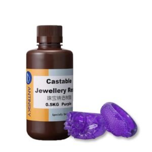 Castable Jewellery Resin for DLP LCD UV-Curing 405nm Resin 3D Printer High Wax 75% Easy to Print Use and Burn High Resolution Making Jewelries and Metal Parts Purple 500G