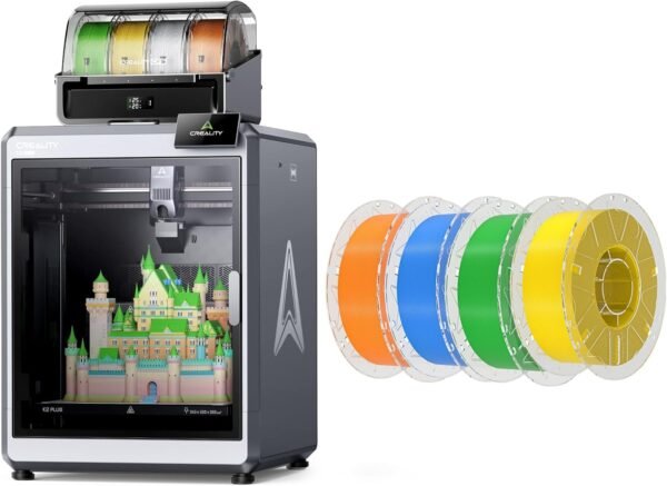 Creality K2 Plus Combo 3D Printer, Multi Color Printing with New CFS Bundle with Hyper RFID PLA Filament 1.75mm 4KG Orange Blue Green Yellow