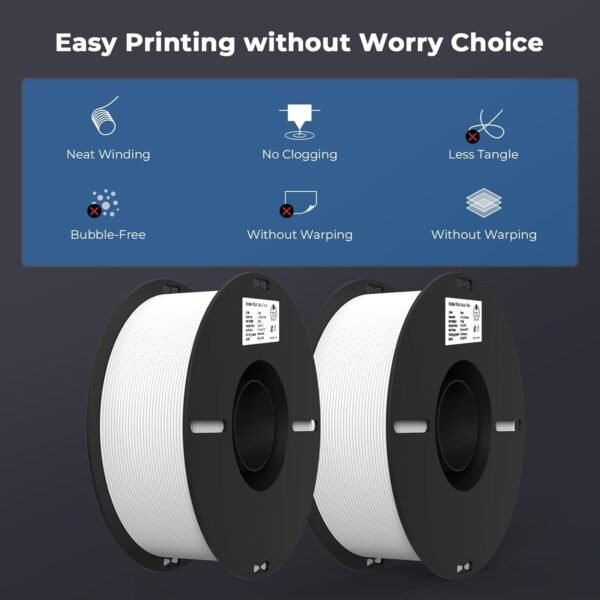 Creality PLA Filament 1.75mm Bundle 2KG, 3D Printer Filament Dimensional Accuracy +/- 0.02mm, No-Tangling Strong Bonding 3D Printing Filament, Fits for Most FDM 3D Printers(White) - Image 2
