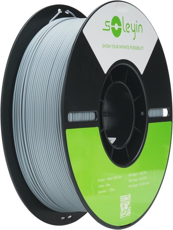 Cregrant3D Soleyin Filament 1.75mm Ultra PLA Filament for 3D Printing High Speed 30-300mm/s Accuracy +/- 0.02mm, 1kg Spool (2.2lbs), Fit Most FDM 3D Printer, Soleyin by Creality Filament, PLA Grey