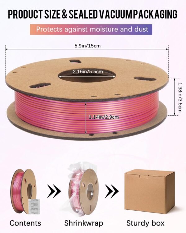 Dynta 3D Printer Filament Silk PLA 1.75mm Dual Color - 6 x 250g Spools Shiny Filament for Most FDM 3D Printer, Easy Printing, Art & Models - Gold/Copper, Blue/Green, Gold/Rose + More? - Image 2