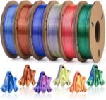 Dynta 3D Printer Filament Silk PLA 1.75mm Dual Color - 6 x 250g Spools Shiny Filament for Most FDM 3D Printer, Easy Printing, Art & Models - Gold/Copper, Blue/Green, Gold/Rose + More?