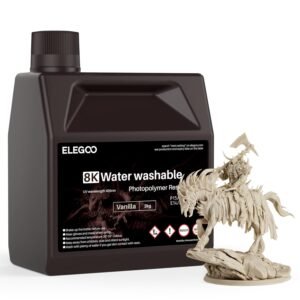 ELEGOO 8K Water Washable 3D Printer Resin, 405nm UV Curing Photopolymer Resina Best for 12K 14K Saturn MSLA DLP LCD Impresora 2000Gram Vanilla