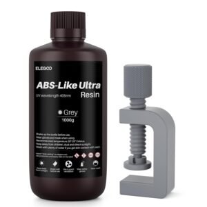 ELEGOO ABS-Like Resin Ultra, Fast UV Curing Photopolymer 3D Printer Resin, High Flexibility, High Hardness, High Precision for Saturn Mars MSLA SLA DLP 3D Printers, 1000G Grey