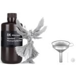 ELEGOO Standard Photopolymer 3D Printer Resin Smoky Black 1000g and ELEGOO 3D Stainless Steel Funnel