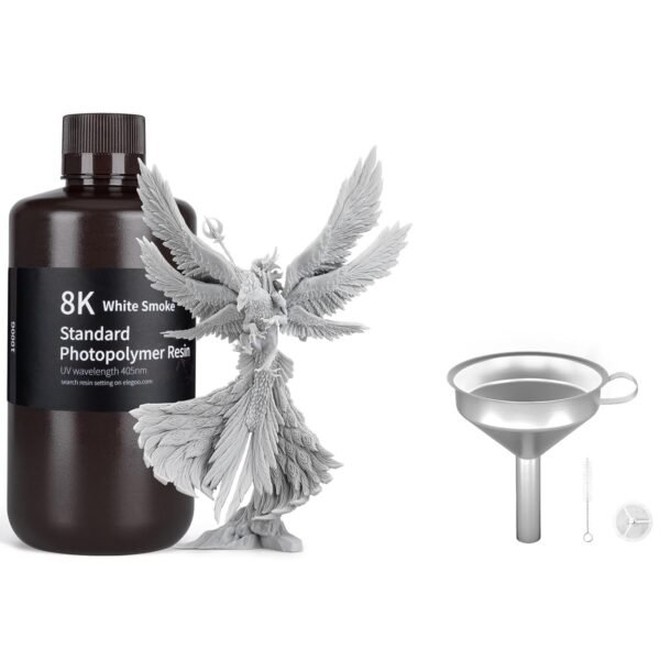 ELEGOO Standard Photopolymer 3D Printer Resin Smoky Black 1000g and ELEGOO 3D Stainless Steel Funnel