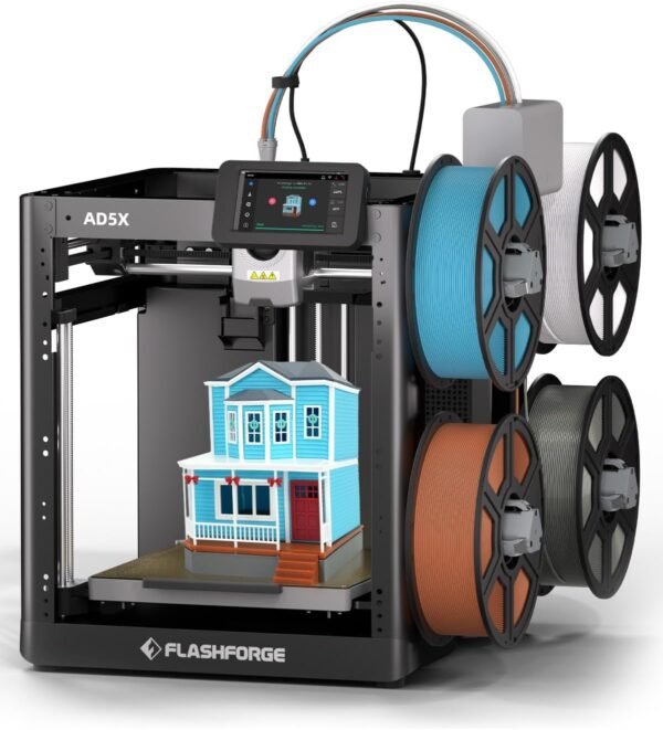 FLASHFORGE AD5X Multi-Color 3D Printer 4 Colors with IFS, Fully Auto Leveling FDM 3D Printer with Max 600mm/s High Speed Printing and Max 300°C Nozzle, Large Printing Size 220 * 220 * 220mm