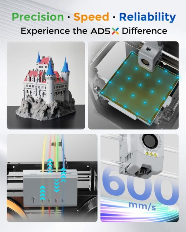 FLASHFORGE AD5X Multi-Color 3D Printer 4 Colors with IFS, Fully Auto Leveling FDM 3D Printer with Max 600mm/s High Speed Printing and Max 300°C Nozzle, Large Printing Size 220 * 220 * 220mm - Image 2