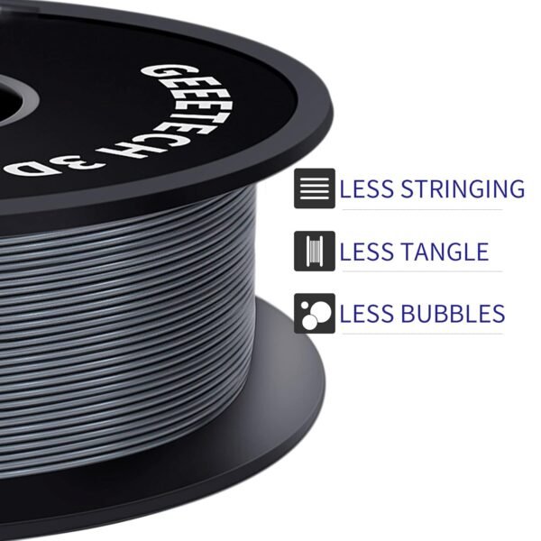 Geeetech PETG Filament 1.75mm, 1 KG (2.2lbs) Spool 3D Printer Filament, High-Toughness, ±0.02mm Accuracy, Neatly Wound & Moistureproof, Non-Clogging Non-Stringing, Fits Most FDM Printers, Silver - Image 2