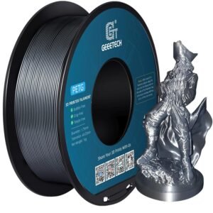 Geeetech PETG Filament 1.75mm, 1 KG (2.2lbs) Spool 3D Printer Filament, High-Toughness, ±0.02mm Accuracy, Neatly Wound & Moistureproof, Non-Clogging Non-Stringing, Fits Most FDM Printers, Silver