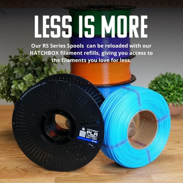 HATCHBOX 1.75mm PLA 3D Printer Filament Refill, Includes 1 Refillable 1 KG Spool for 3D Printing, Dimensional Accuracy +/- 0.03mm, Blue - Image 2
