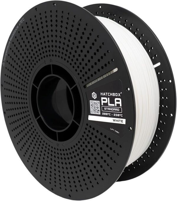 HATCHBOX 1.75mm PLA 3D Printer Filament Reload Series 1 KG Refill, Includes Reusable Spool for 3D Printing, Dimensional Accuracy +/- 0.03mm, White