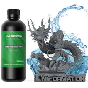 HD Water Washable Resin 2KG Easy to Clean Fast UV Curing 3D Printer Resin Photopolymer Low Viscosity Rapid Resin Liquid with High Precision Suit for SLA/LCD/DLP Print 2x1KG HD Dark Grey