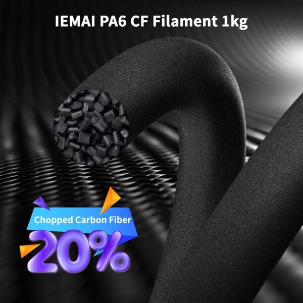 IEMAI Carbon Fiber Nylon Filament 1.75mm, Black PA6-CF 1kg Spool, High-Temp & Wear Resistant, High Strength & Rigidity 3D Filament for Functional Parts & Industrial Tools - Image 2