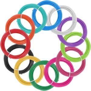 MECCANIXITY 12 Pcs 3D Pen Filament, 1.75mm Dia 33ft Length PLA 3D Printing Pen Filament Refills for 1.75mm 3D Printing Pen, 12 Colors