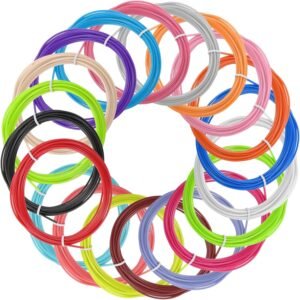 MECCANIXITY 20 Pcs 3D Pen Filament, 1.75mm Dia 16.4ft Length PLA 3D Printing Pen Filament Refills for 1.75mm 3D Printing Pen, 20 Colors