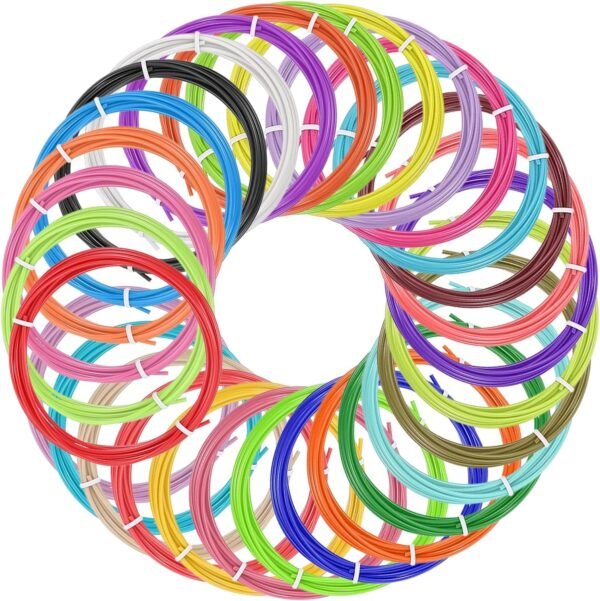 MECCANIXITY 30 Pcs 3D Pen Filament, 1.75mm Dia 9.8ft Length PLA 3D Printing Pen Filament Refills for 1.75mm 3D Printing Pen, 30 Colors