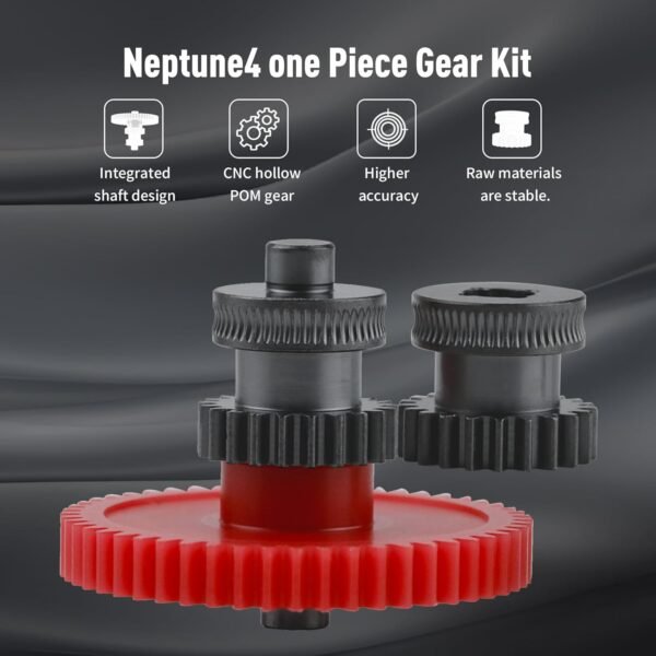 Neptune 4 Upgrade Integrated Dual Gear - Nano-Coating Gear Kit Replacement: Hardened Steel Helical Gear One Piece Shaft 3D Printer Accessory for Original Direct Drive Extruder Hot End - Image 2