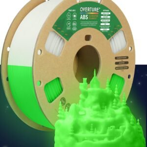 OVERTURE ABS Filament 1.75mm, High Strength & Heat-Resistant 3D Printer Filament, Low Warping, Excellent Durability, ABS 1kg (2.2lbs) Cardboard Spool, High Precision +/- 0.02mm (Glow Green)
