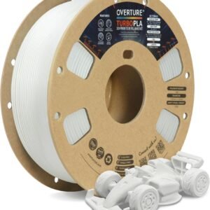 OVERTURE Turbo PLA Filament 1.75mm Rapid PLA Filament High Speed 600mm/s, 1KG Cardboard Spool (2.2lbs), Dimensional Accuracy +/- 0.02mm, Fit Most FDM Printer(Plaster White)