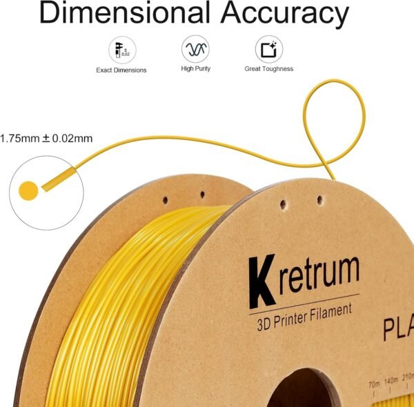 PLA Filament 1.75 mm 3D Printer Filaments Cardboard Spool Refills 1 kg Widely Compatible for Most FDM 3D Printers Fits ELEGOO Anycubic FlashForge Creality Bambu Prusa ect. Gold - Image 2