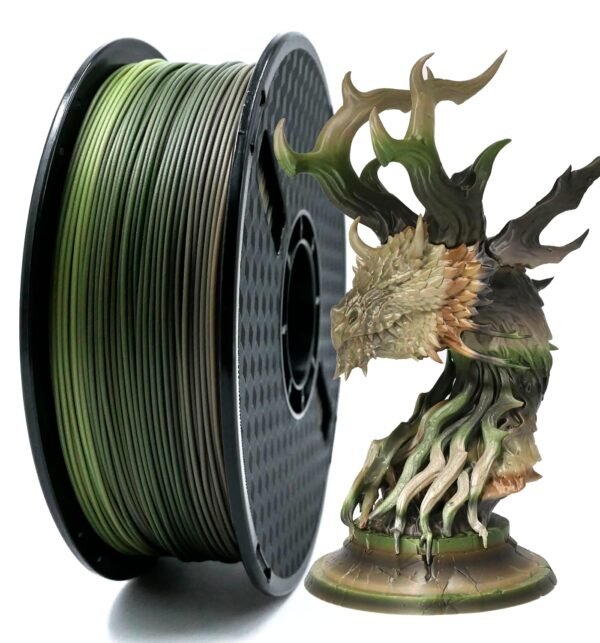 PLA Forest/Jungle/Military Rainbow Gradient Multicolor Rainbow PLA Filament, Glossy Metallic Finish， 1.75mm,1kg(2.2 lbs) Compatible with 99% FDM Printers