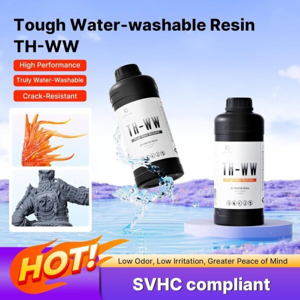 RESIONE Upgraded Water Washable 3D Printer Resin, Excellent Toughness High Precision Crack-Resistant Resin for 3D Printer,Low Deformation Resin, 1KG, Flame Orange - Image 2