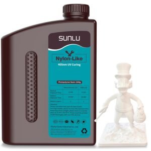 SUNLU 3D Printer Resin 2KG, Strong Durable Nylon Like 3D Resin for LCD DLP SLA Resin 3D Printers,395-405nm UV Light Curing 3D Printing Liquid Photopolymer Resin,Good for Functional Parts, 2000g, White