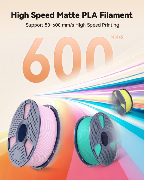 SUNLU High Speed Matte PLA Filament, Up to 600mm/s Fast 3D Printer Filament, Smooth Matte PLA Filament Fits Most FDM 3D Printers, 1KG Reusable Spool, Matte White - Image 2