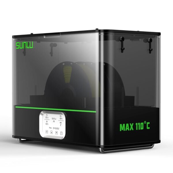 SUNLU Official 3D Printer Filament Dryer E2, 110℃ Max Temperature, 500W PTC Heater, Dry and Anneal 2-in-1, Dual-Chamber, Designed for Engineering Filaments, PC PA-CF FR-ABS Filament Dryer Box (Black)