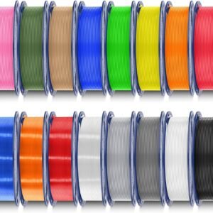 SUNLU PLA Filament 16 Color Bundle Multicolor, PLA 3D Printer Filament 1.75mm, Individually Vacuum Packed, 0.25kg per Spool, 4kg in Total, 16 Pack. (12 Regular Solid Color and 4 Transparent Color)