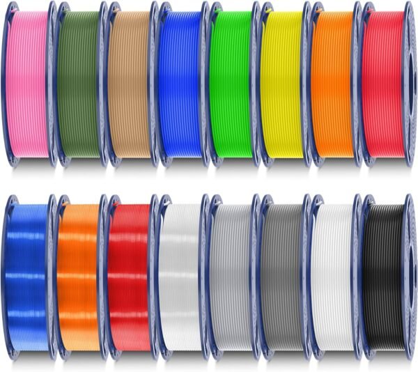 SUNLU PLA Filament 16 Color Bundle Multicolor, PLA 3D Printer Filament 1.75mm, Individually Vacuum Packed, 0.25kg per Spool, 4kg in Total, 16 Pack. (12 Regular Solid Color and 4 Transparent Color)