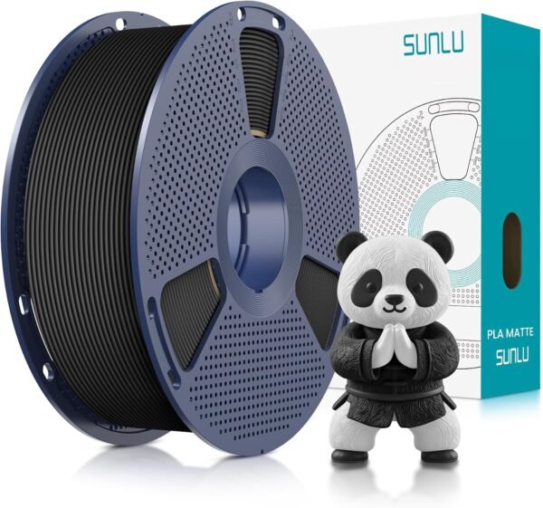 SUNLU PLA Matte 3D Printer Filament 1.75mm, PLA Filament 1kg Spool (2.2lbs), Dimensional Accuracy +/- 0.02mm, Matte Black PLA - Image 2