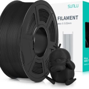 SUNLU PLA Matte 3D Printer Filament 1.75mm, PLA Filament 1kg Spool (2.2lbs), Dimensional Accuracy +/- 0.02mm, Matte Black PLA