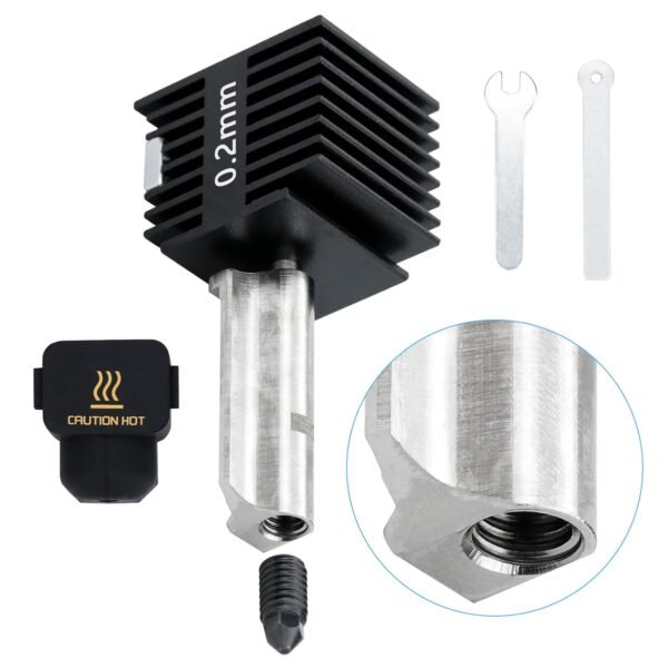 Speed Hot End A1 Mini Extrusion Head Kit A 0.2mm Hardened Steel Nozzle Chrome Plated Brass Heating Block Silicone Sock Integrated Structure for Bambu Lab A1/A1 Min 3D Printers only