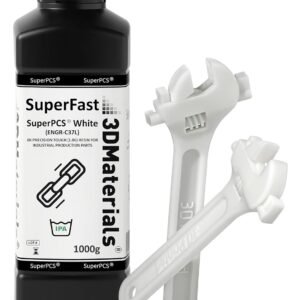 SuperPCS 3D Printer Resin, Toughest and Fastest, 50um 1.8GPa Print in 1.5 sec, Made in Korea by 3DMaterials (1000g, White)