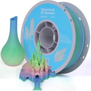 TECSONAR Matte Rainbow PLA 3D Printer Filament, 1KG Spool(2.2lbs) 1.75mm PLA Fast Color Change 3D Printing Material, Multicolor Gradient Filament for Most FDM 3D Printers,Matte Rainbow