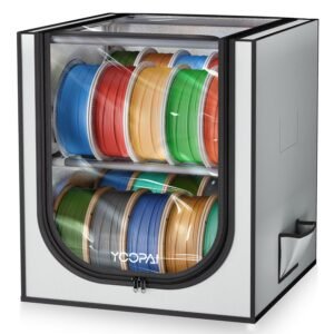 YOOPAI 3D Printer Filament Storage Box with Desiccants - 2 Tiers Metal Filament Storage Rack with Cloth Cover,Holds Up to 24 Rolls of Filaments - 3D Filament Holder for Home, Office Workshop, Studio