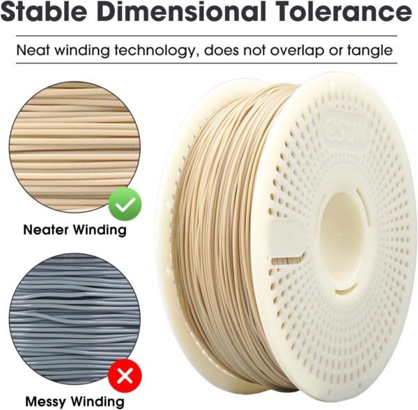 eSUN PLA+ Refilament 1.75mm and Upgarded eSpool+ Set, Reusable and Removable Filament Spool Replacement with 3D Printer Refill PLA Plus, 1KG Spoolless 3D Printing Filament, Bone White - Image 2
