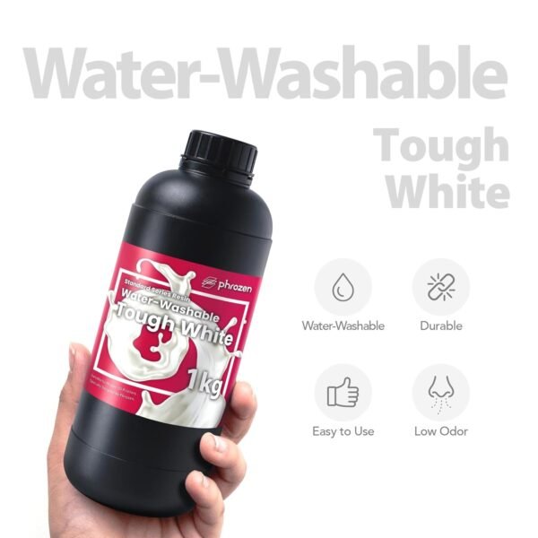 phrozen 3D Printer Water-Washable Rapid Resin [Tough White], 405nm LCD UV-Curing Photopolymer Resin, Strong Impact Resistance, High Flexibility, Low Odor, Non-Brittle, Easy to Clean and Cure (1KG) - Image 2